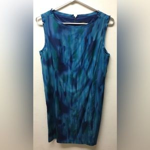 Ann Taylor Sz 12 Blue Green Art Avant Garde Off The Shoulder Dress